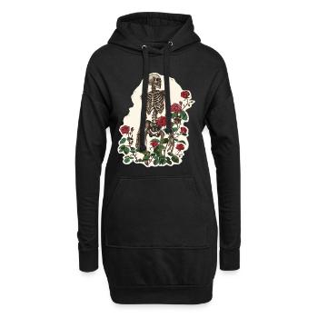 Plant Lover Skeleton Flowers - Hoodie Dress - black - Front