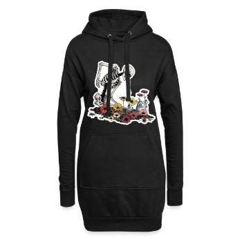 Plant Lover Skeleton Flowers - Hoodie Dress - black - Front