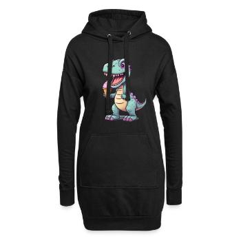 Dino mange de la glace - Sweat-shirt à capuche long Femme - noir - Devant