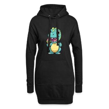 Dino mange de la glace - Sweat-shirt à capuche long Femme - noir - Devant