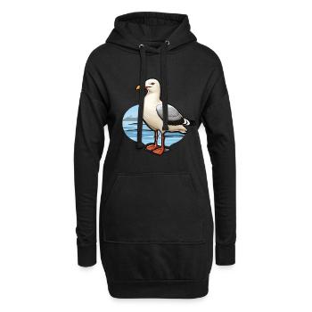 Oiseau de mer Mouette - Sweat-shirt à capuche long Femme - noir - Devant