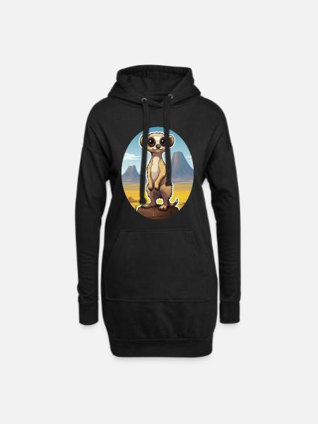 Erdmännchen - Hoodie-Kleid - Schwarz