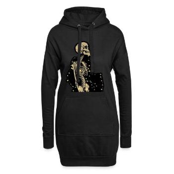 Skelett Lichter Knochen Totenkopf - Hoodie-Kleid - Schwarz - Vorne