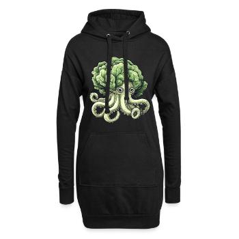 Oktopus Kohlkopf - Hoodie-Kleid - Schwarz - Vorne