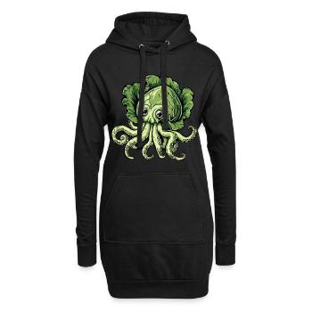 Oktopus Kohlkopf - Hoodie-Kleid - Schwarz - Vorne