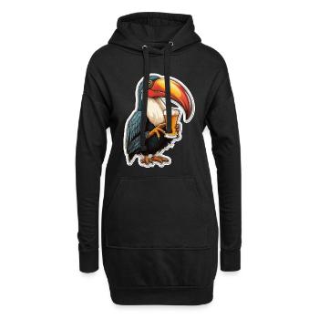 Toucan buvant de la bière Oiseau de fête - Sweat-shirt à capuche long Femme - noir - Devant