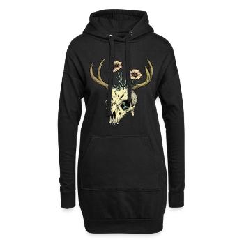 Wendigo Blumen Schädel Wild - Hoodie-Kleid - Schwarz - Vorne