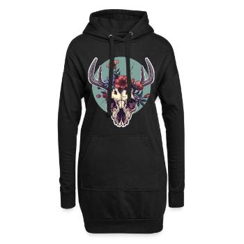 Wendigo Blumen Schädel Wild - Hoodie-Kleid - Schwarz - Vorne