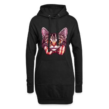 Chat avec nœud papillon noble matou - Sweat-shirt à capuche long Femme - noir - Devant