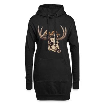 Schädel Pilze Naturmotiv - Hoodie-Kleid - Schwarz - Vorne