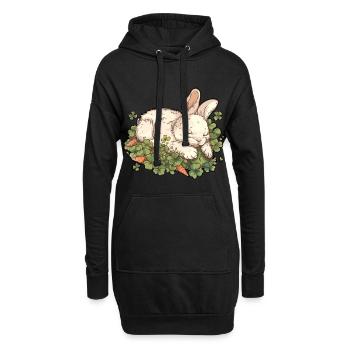 Lapin endormi Pâques - Sweat-shirt à capuche long Femme - noir - Devant