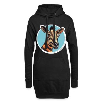Tête D’okapi Motif Animalier Rare - Sweat-shirt à capuche long Femme - noir - Devant