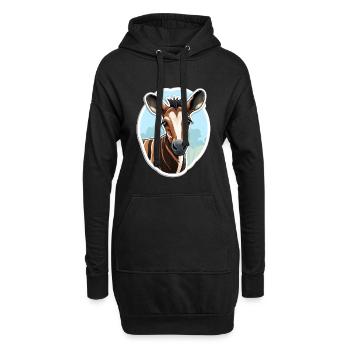 Tête D’okapi Motif Animalier Rare - Sweat-shirt à capuche long Femme - noir - Devant