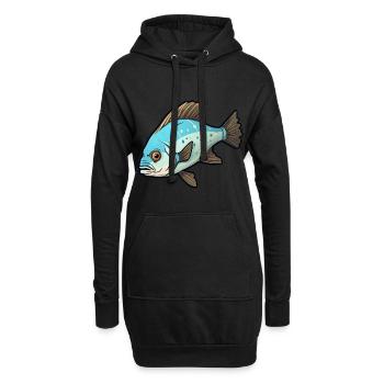 Heilbutt Fischmotiv Perfekt für Angler - Hoodie-Kleid - Schwarz - Vorne