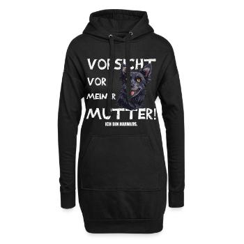 Hundemama Vorsicht - Hoodie-Kleid - Schwarz - Vorne