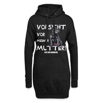 Hundemama Vorsicht - Hoodie-Kleid - Schwarz - Vorne