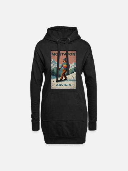 Montafon Skifahren Alpen - Hoodie-Kleid - Schwarz