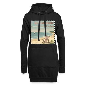 Heringsdorf Ostsee Strand Sonne Segelboot - Hoodie-Kleid - Schwarz - Vorne