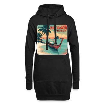 Koh Samui Thaïlande Longboat - Sweat-shirt à capuche long Femme - noir - Devant
