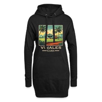 Viñales Cuba alternatif rétro - Sweat-shirt à capuche long Femme - noir - Devant