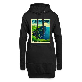 falaises de moher Irlande - Sweat-shirt à capuche long Femme - noir - Devant