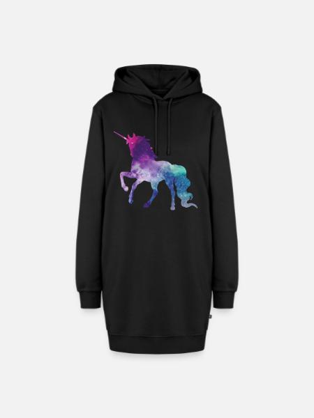 Einhorn, Einhörner, Ich liebe Einhörner - Hoodie-Kleid - Schwarz