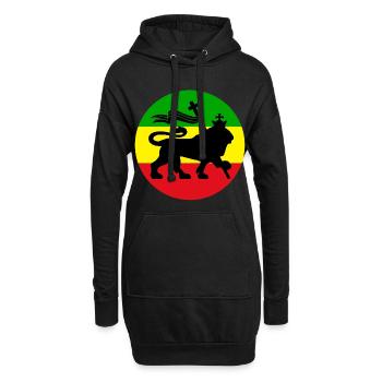 Reggae Rasta Lion of Sion vert jaune rouge - Sweat-shirt à capuche long Femme - noir - Devant