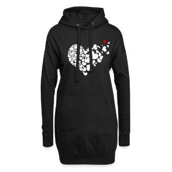 Coeur de coeur - Sweat-shirt à capuche long Femme - noir - Devant