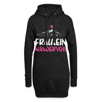 Fräulein Wandervoll Berge Gebirge Wandern Herz - Hoodie-Kleid - Schwarz - Vorne