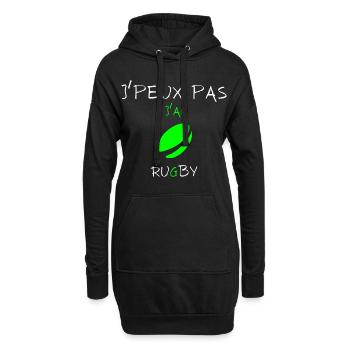 j'peux pas j'ai rugby - Sweat-shirt à capuche long Femme - noir - Devant