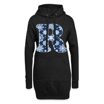 Buchstabe R Schneeflocken - Hoodie-Kleid - Schwarz - Vorne