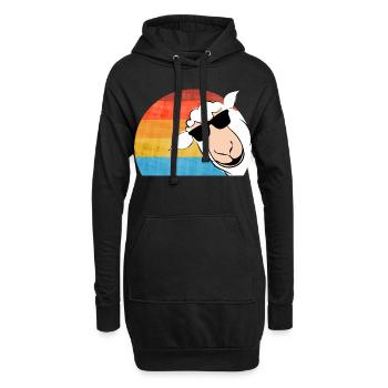 Schaf mit Sonnenbrille - Hoodie-Kleid - Schwarz - Vorne