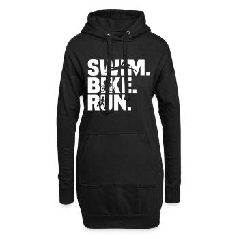 swim bike run t-shirt triathlon triathlete - Hoodie-Kleid - Schwarz - Vorne