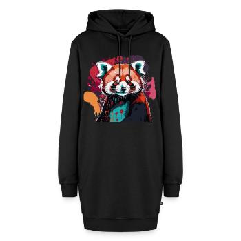 Red panda paint splater - Hoodie Dress - black - Front