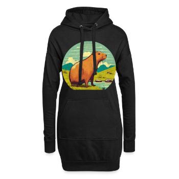 Wasserschwein - Hoodie-Kleid - Schwarz - Vorne