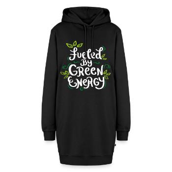 Getankt durch grünes Energie-Geschenk - Hoodie-Kleid - Schwarz - Vorne - AI Model Female 172 light (172cm)