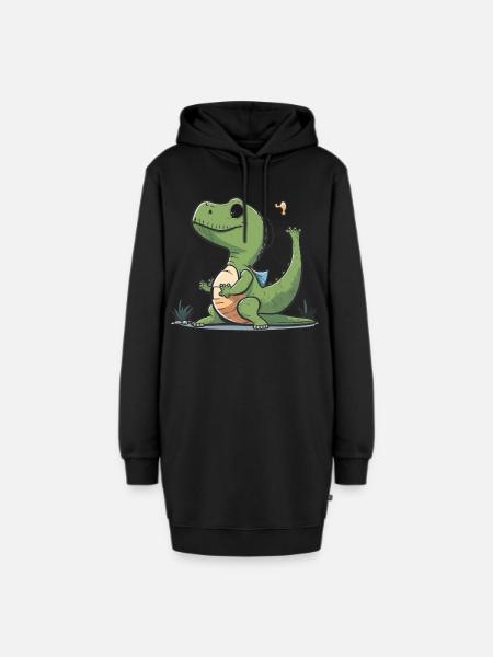 Flexibler T-Rex - Hoodie-Kleid - Schwarz