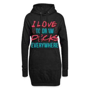 I love to draw dicks everywhere - Hoodie-Kleid - Schwarz - Vorne