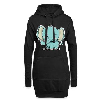 Elefant Elefantenbaby Süß Niedlich Cartoon Comic - Hoodie-Kleid - Schwarz - Vorne