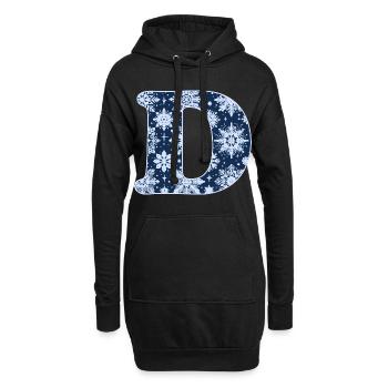 Buchstabe D Schneeflocken - Hoodie-Kleid - Schwarz - Vorne