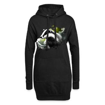 Bunter Aquarell-Rasierpinsel - Hoodie-Kleid - Schwarz - Vorne
