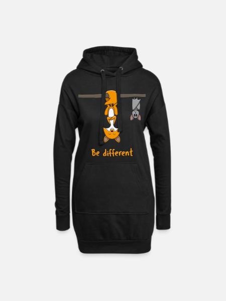 Fuchs Fledermäuse Be Different Tierliebhaber - Hoodie-Kleid - Schwarz