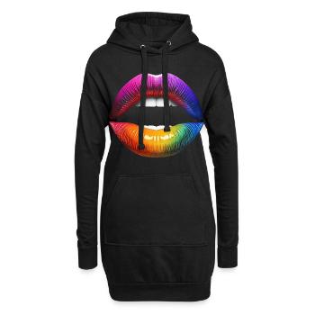 Bunte Lippen - Hoodie-Kleid - Schwarz - Vorne