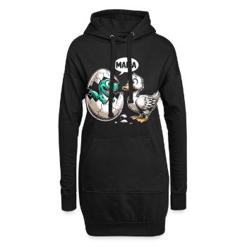 Dino trifft Entlein - Hoodie-Kleid - Schwarz - Vorne