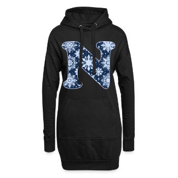 Buchstabe N Schneeflocken - Hoodie-Kleid - Schwarz - Vorne