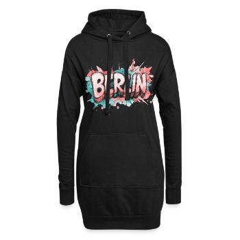 Ville de Berlin, Allemagne, Police de graffiti colorée - Sweat-shirt à capuche long Femme - noir - Devant