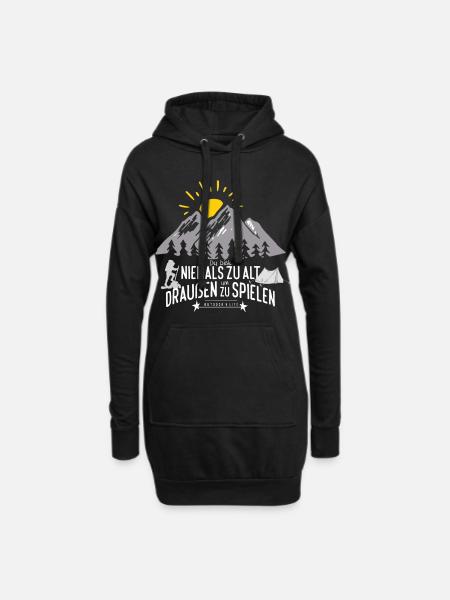 Niemals zu alt draußen spielen Camping Geschenk - Hoodie-Kleid - Schwarz