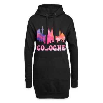 Köln Cologne Deutschland Stadt Skyline Splash Bunt - Hoodie-Kleid - Schwarz - Vorne