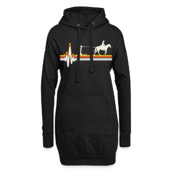 Horse Skijöring Skifahren Wintersport Herzschlag - Hoodie-Kleid - Schwarz - Vorne