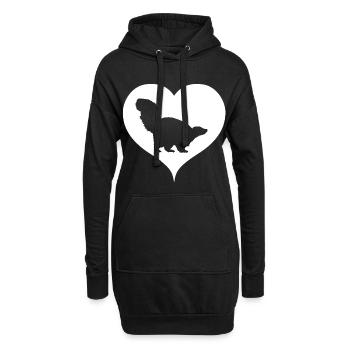Stinktier Liebe Herz Skunk - Hoodie-Kleid - Schwarz - Vorne